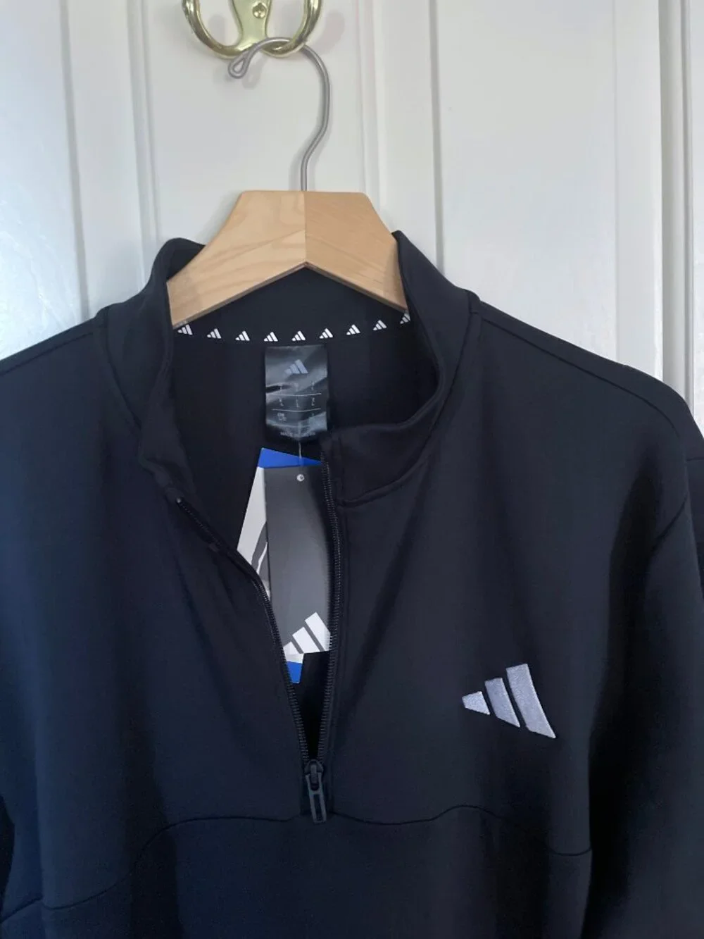 NEW Adidas Men's 1/4 Zip Layer Pullover L NWT Black Long Sleeve JW8907
